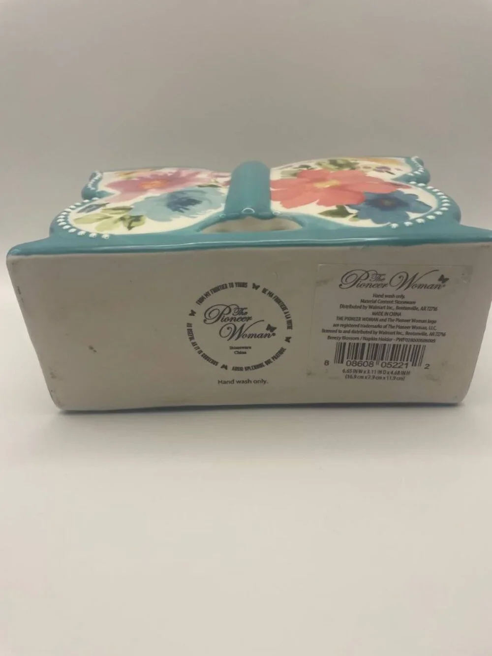 Charming Pioneer Woman Butterfly Napkin Holder Floral Teal Cottagecore Decor